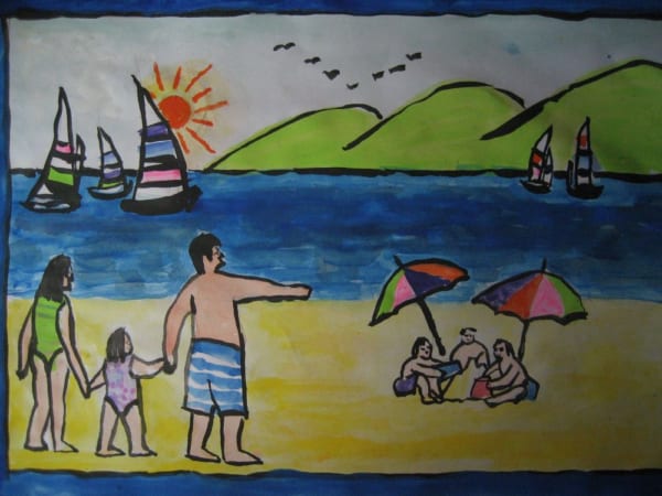 Những bức vẽ tranh phong cảnh mùa hè của các em học sinh ngộ nghĩnh